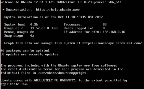 ubuntu server login info