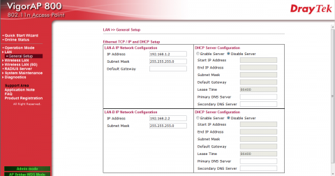 Draytek Vigor AP800 Admin Setup